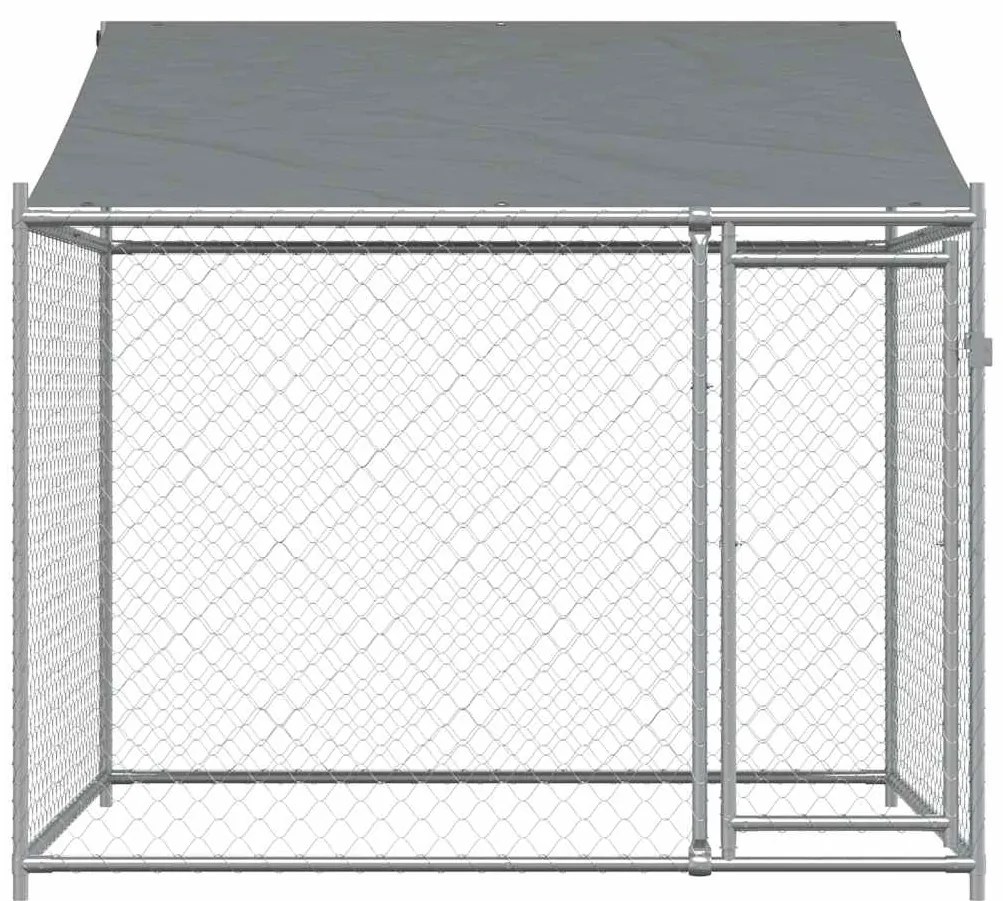 Jaula para cão com telhado/porta 2x2x2 m aço galvanizado cinza