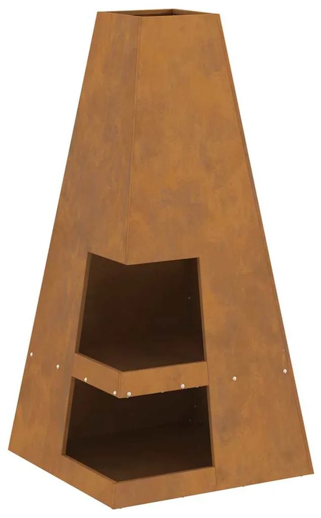 Churrasqueira com espaço pra lenha 50 x 50 x 100 cm - Aço envelhecido