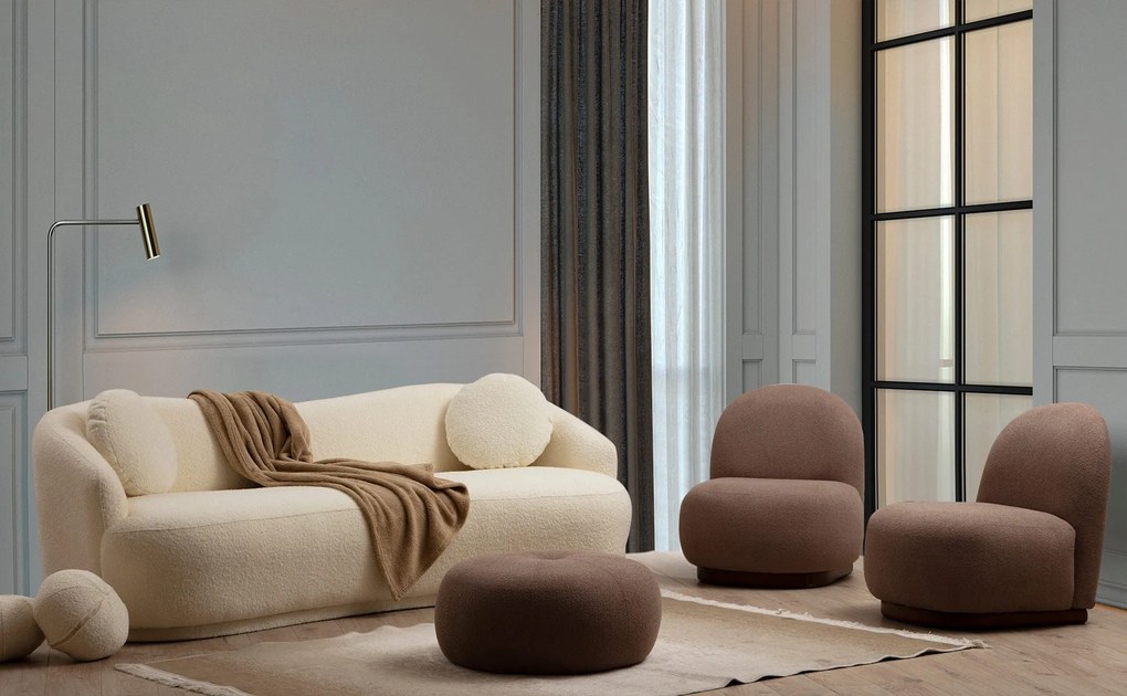 Sofá de 3 Lugares Ancona – Creme – 225x76x98 cm