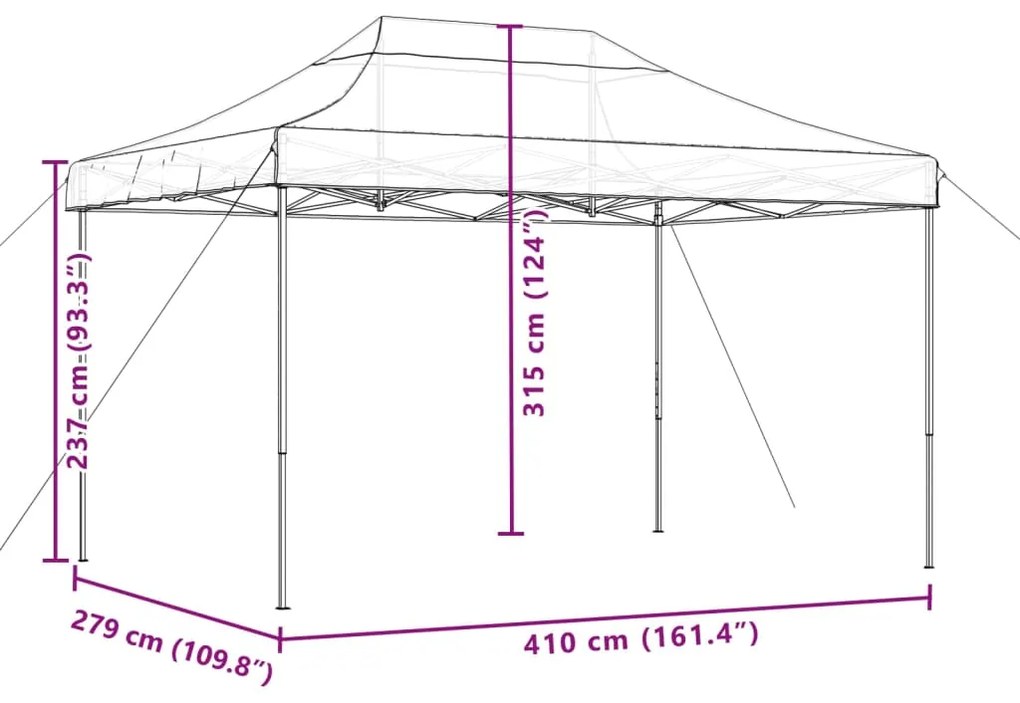 Tenda para festas pop-up dobrável 410x279x315 cm preto