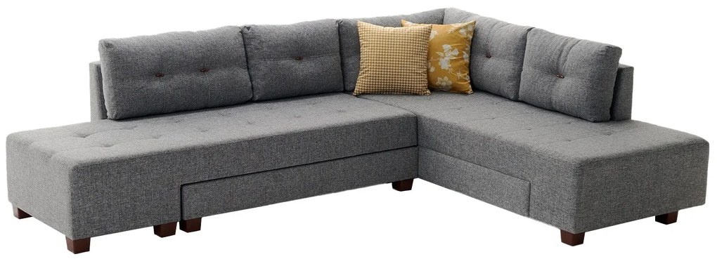 Sofá-Cama de Canto Manama – Cinzento – 280x85x206 cm