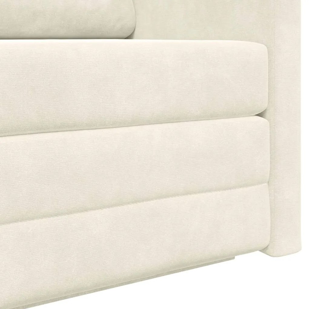 Sofá-Cama de Chão 2 em 1 Creme 124x204x61 cm Veludo