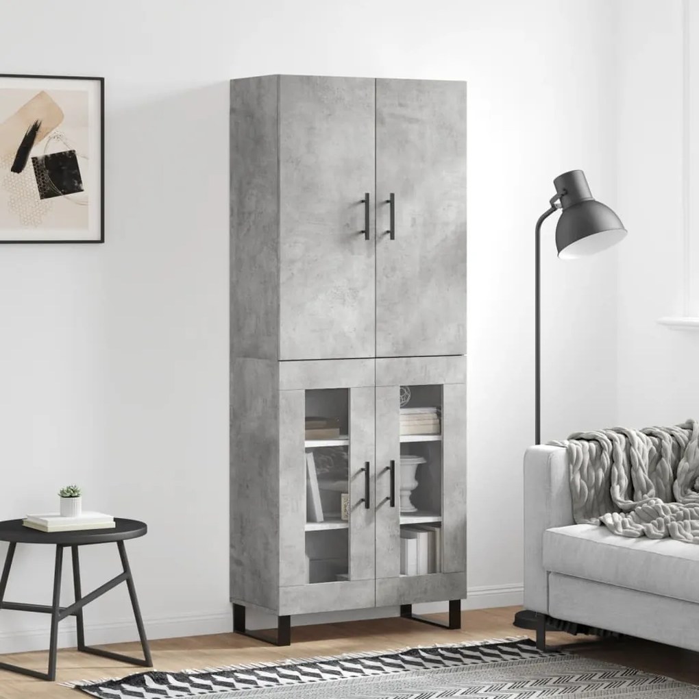 vidaXL Armário alto 69,5x34x180 cm derivados de madeira cinza cimento