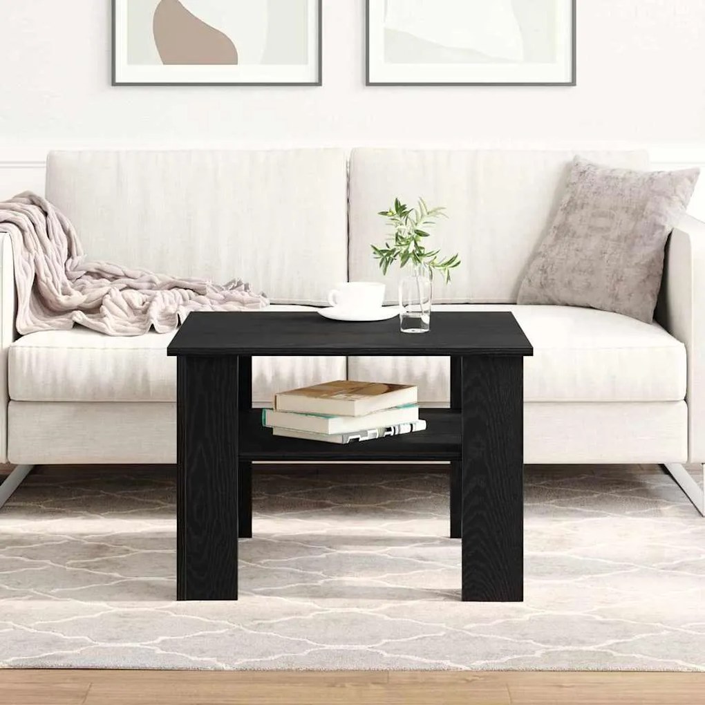 Mesa de Centro vidaXL Preta em Carvalho 60x60x42 cm em Madeira de Enge