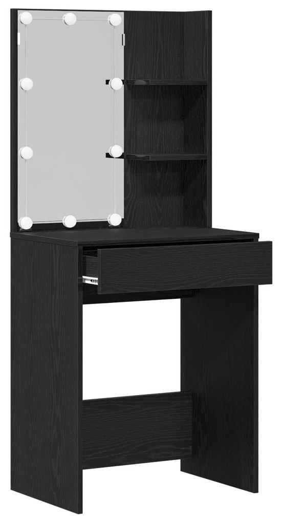 Mesa de Maquilhagem LED vidaXL em Carvalho Preto, 60x40x140 cm, Feita