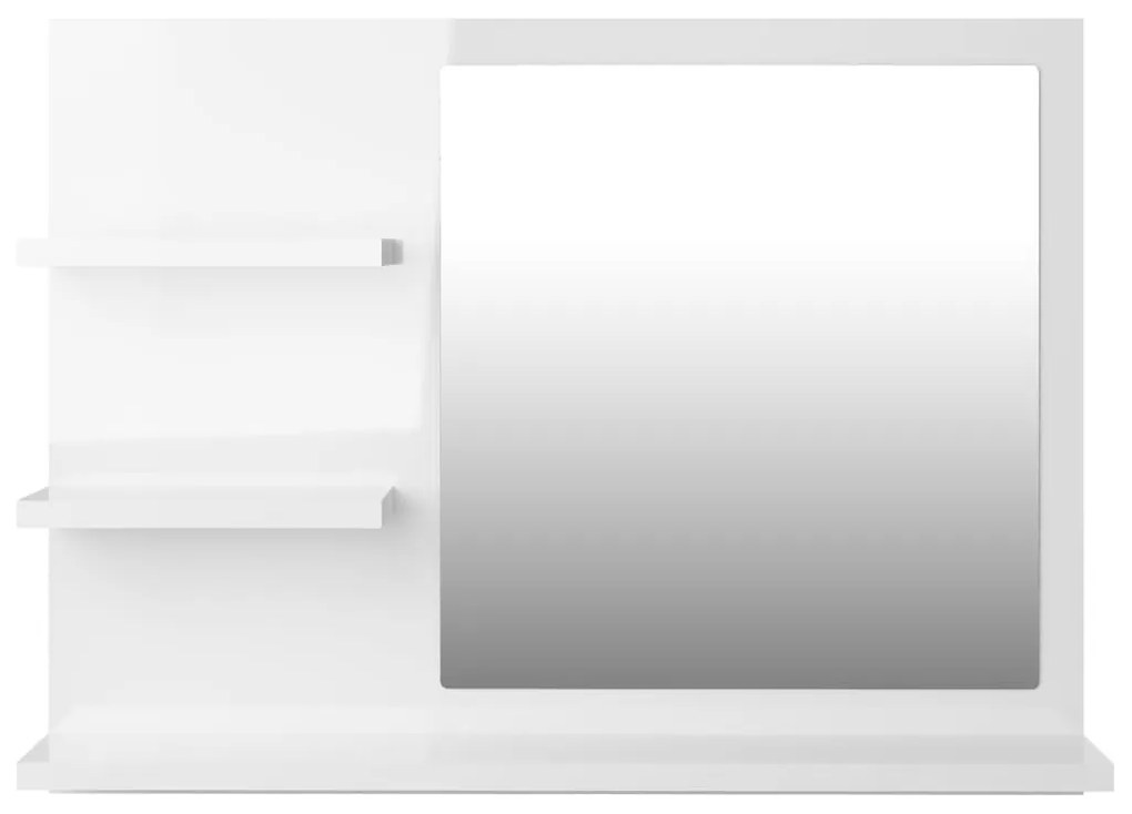Espelho de casa de banho 60x10,5x45cm contrap. branco brilhante