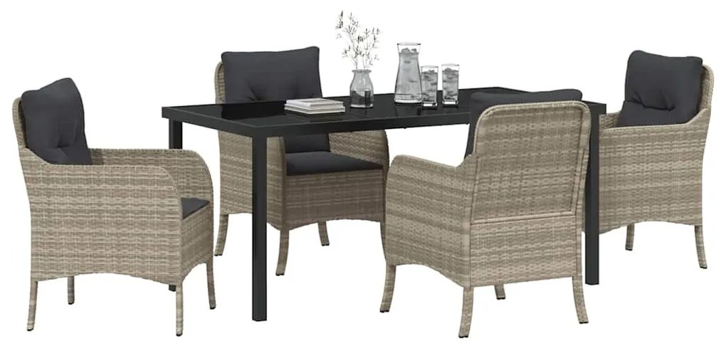 Conjunto de Jantar de Jardim com Almofadas Cinza Claro Vime PE