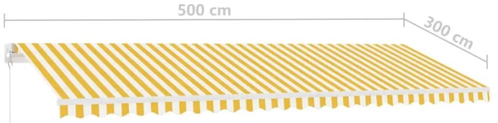 Toldo retrátil manual com LED 500x300 cm amarelo e branco