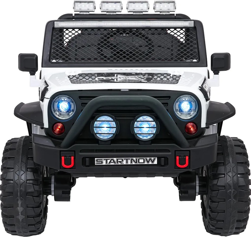 Jipe elétrico para Crianças 12V Jeep BEAST 4x4, Rodas de espuma EVA, Assento Couro ecológico Branco