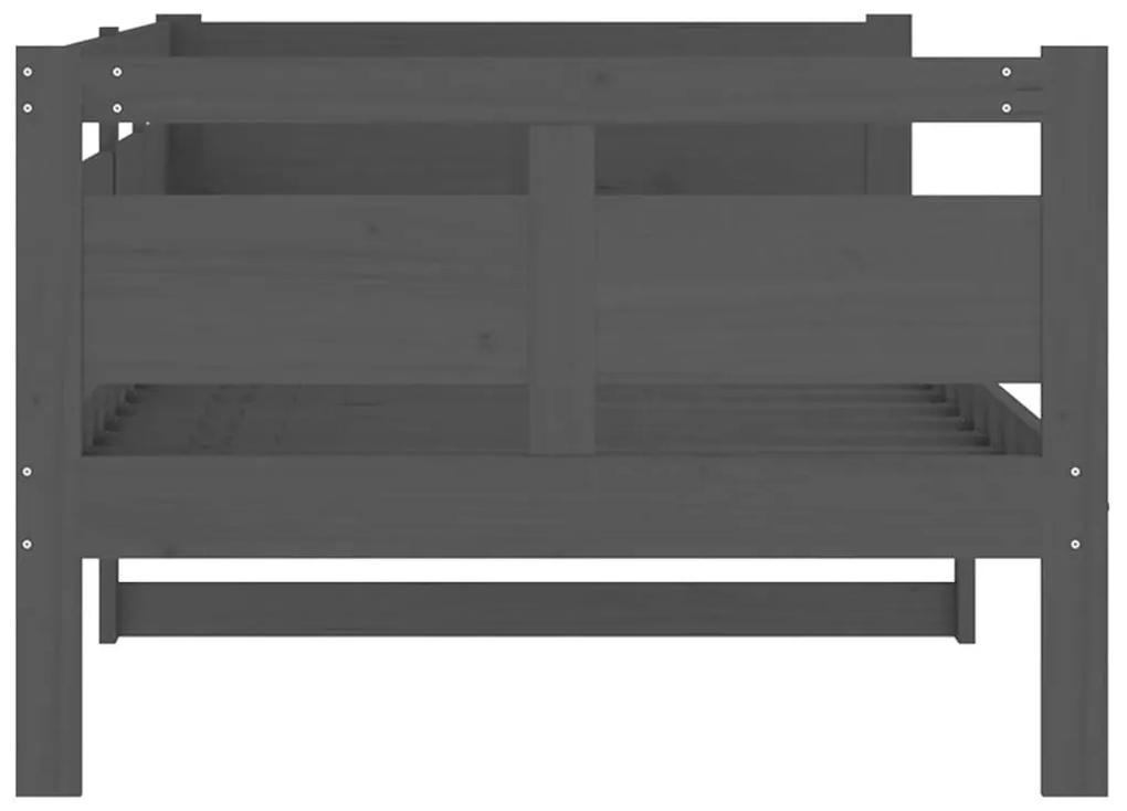 Sofá-cama 90x200 cm madeira de pinho maciça cinzento
