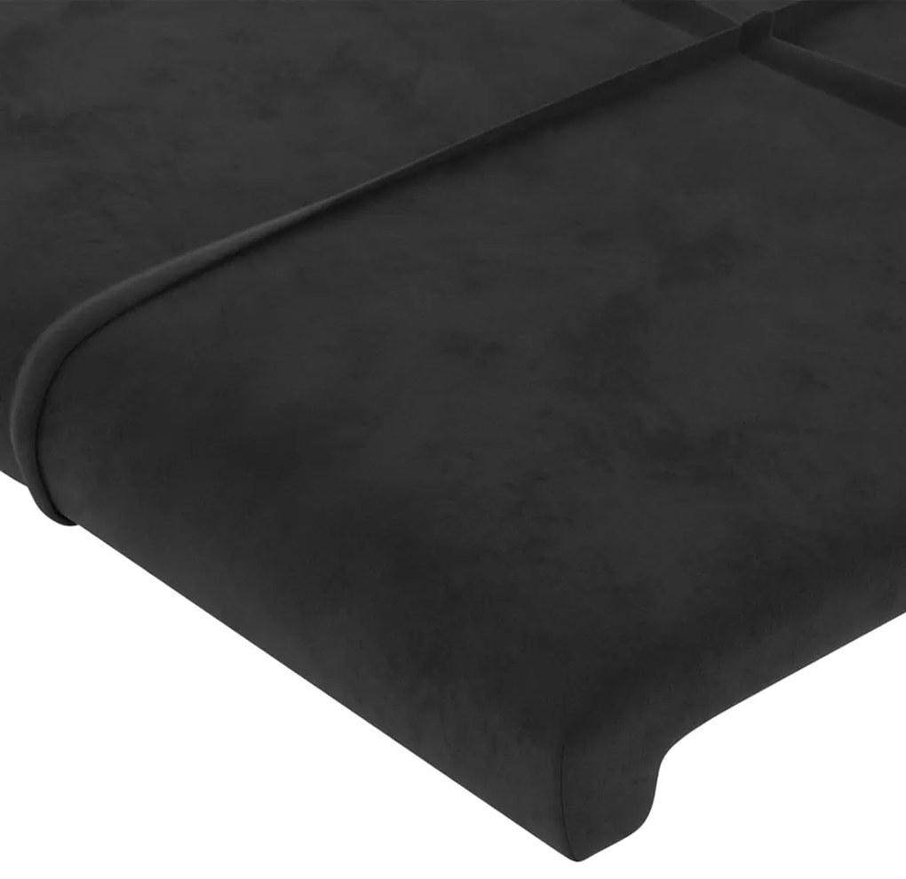Cabeceira de cama c/ abas veludo 203x16x118/128 cm preto