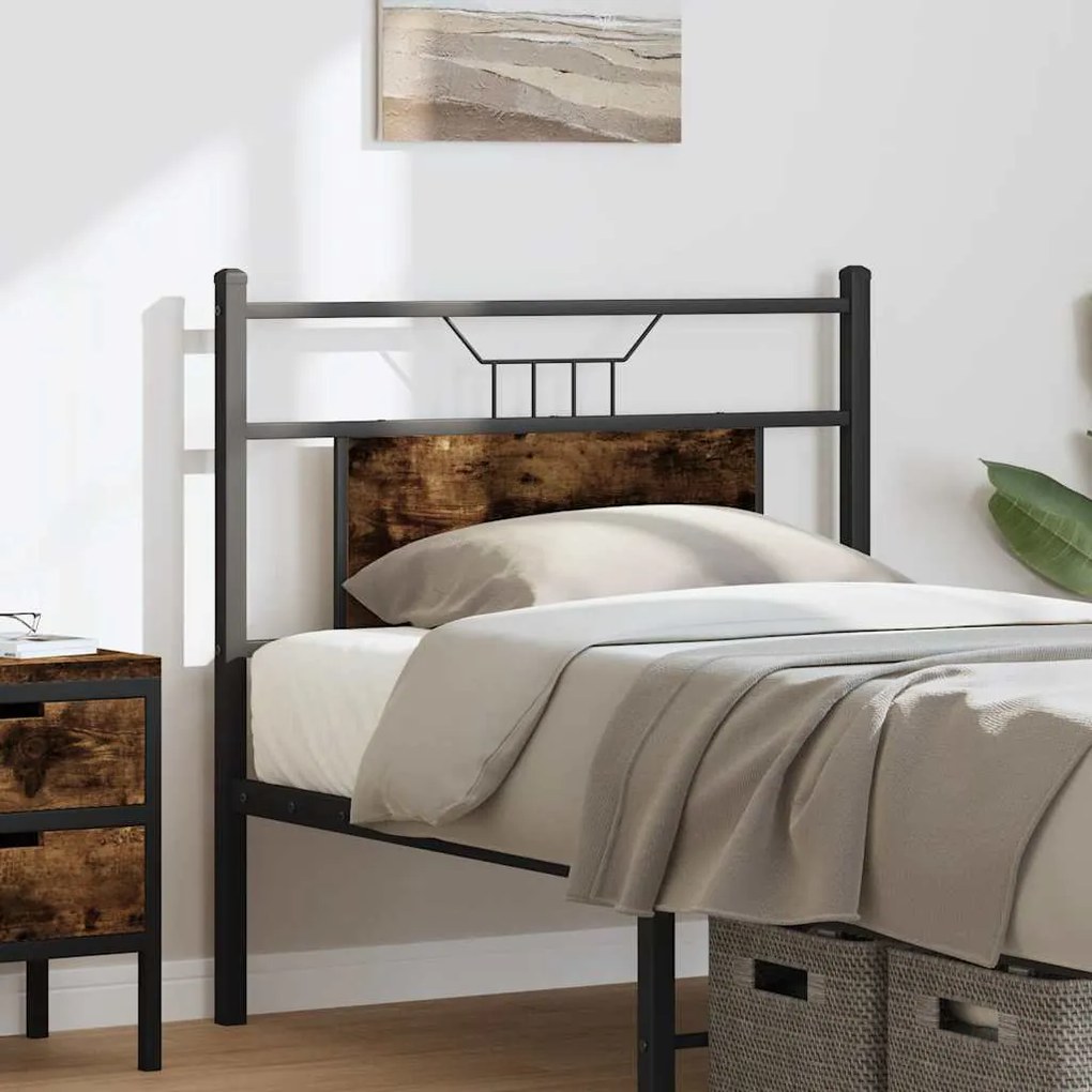 Cabeceira de cama 75cm derivados de madeira/aço carvalho fumado