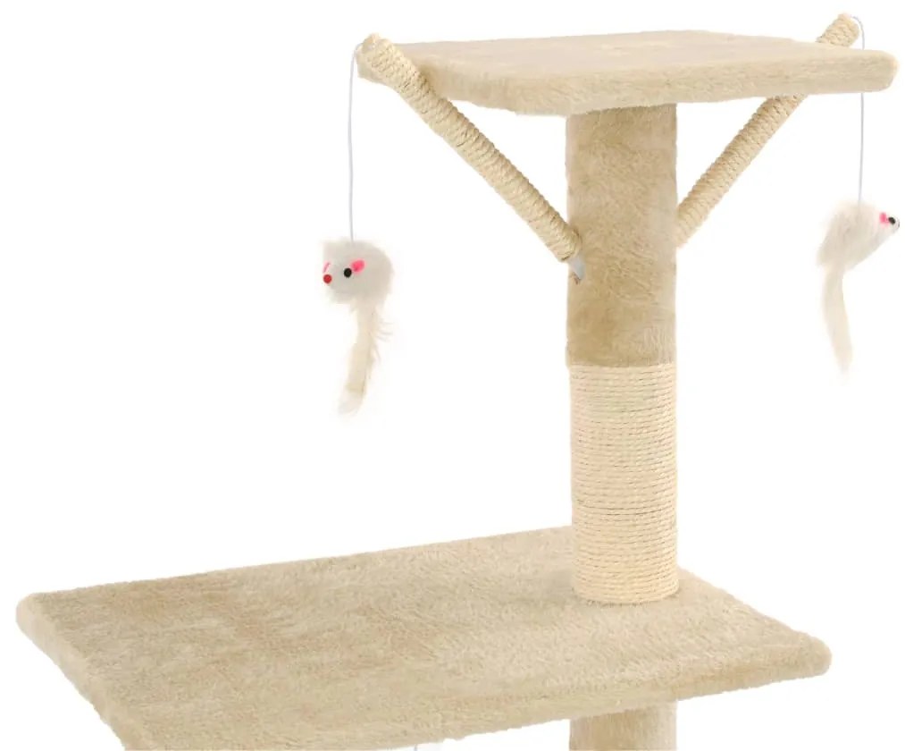 Árvore para gatos c/ postes arranhadores sisal 138 cm bege