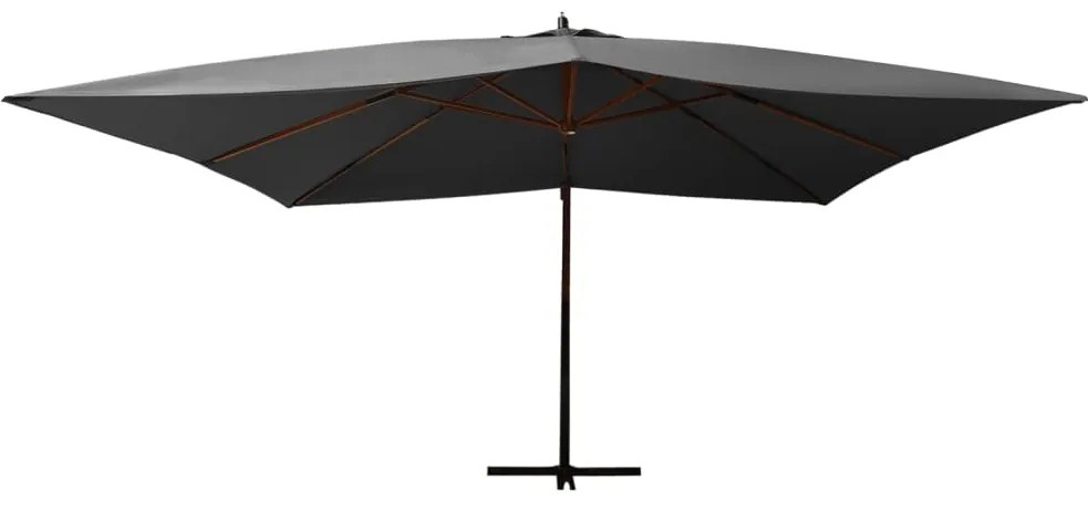 Guarda-sol cantilever c/ poste de madeira 400x300 cm antracite