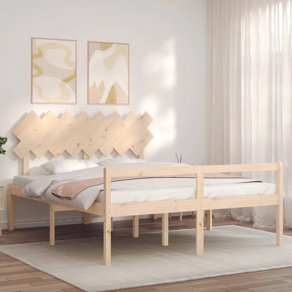 Cama para idosos com cabeceira 160x200 cm madeira maciça