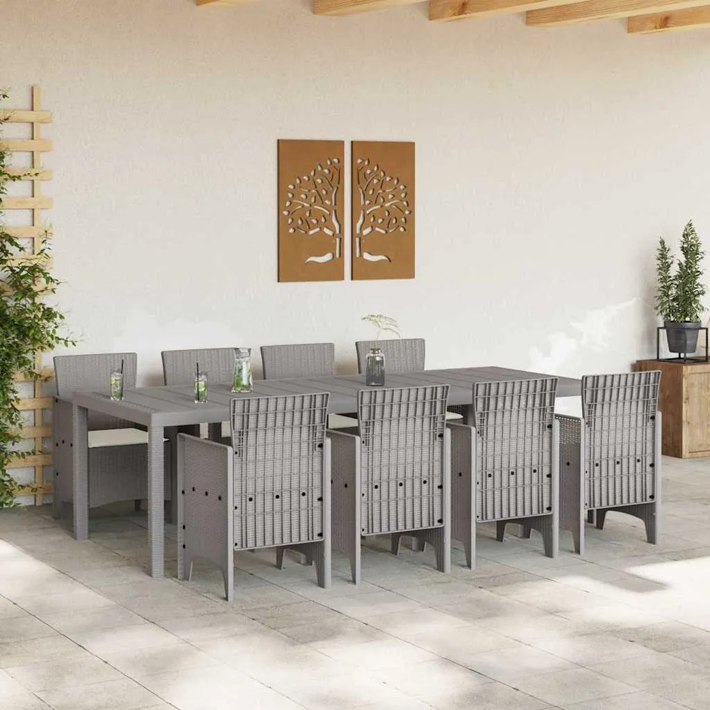 Conjunto de Jantar ao Ar Livre 9 pcs Branco 250 x 100 x 73 cm