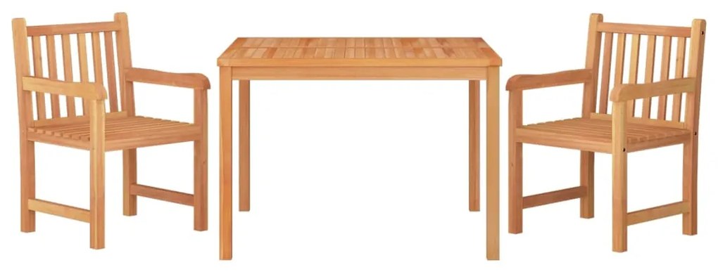 3 pcs conjunto de jantar para jardim madeira de teca maciça