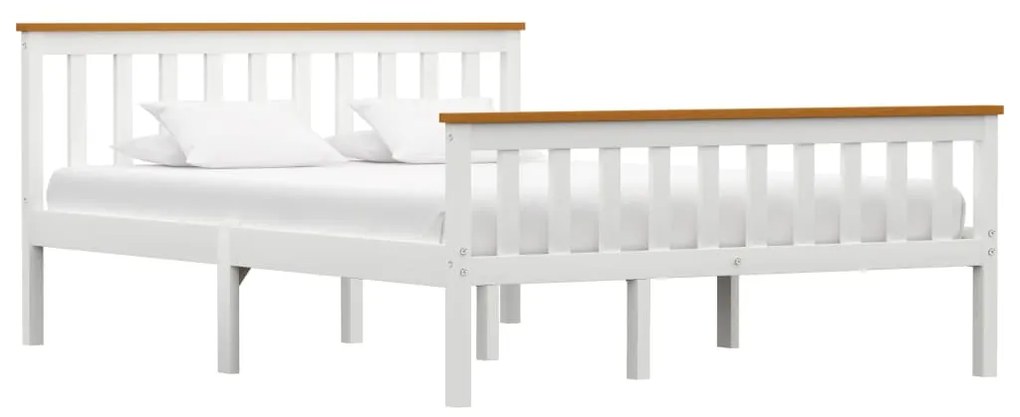 283247 vidaXL Estrutura de cama em pinho maciço 140x200 cm branco
