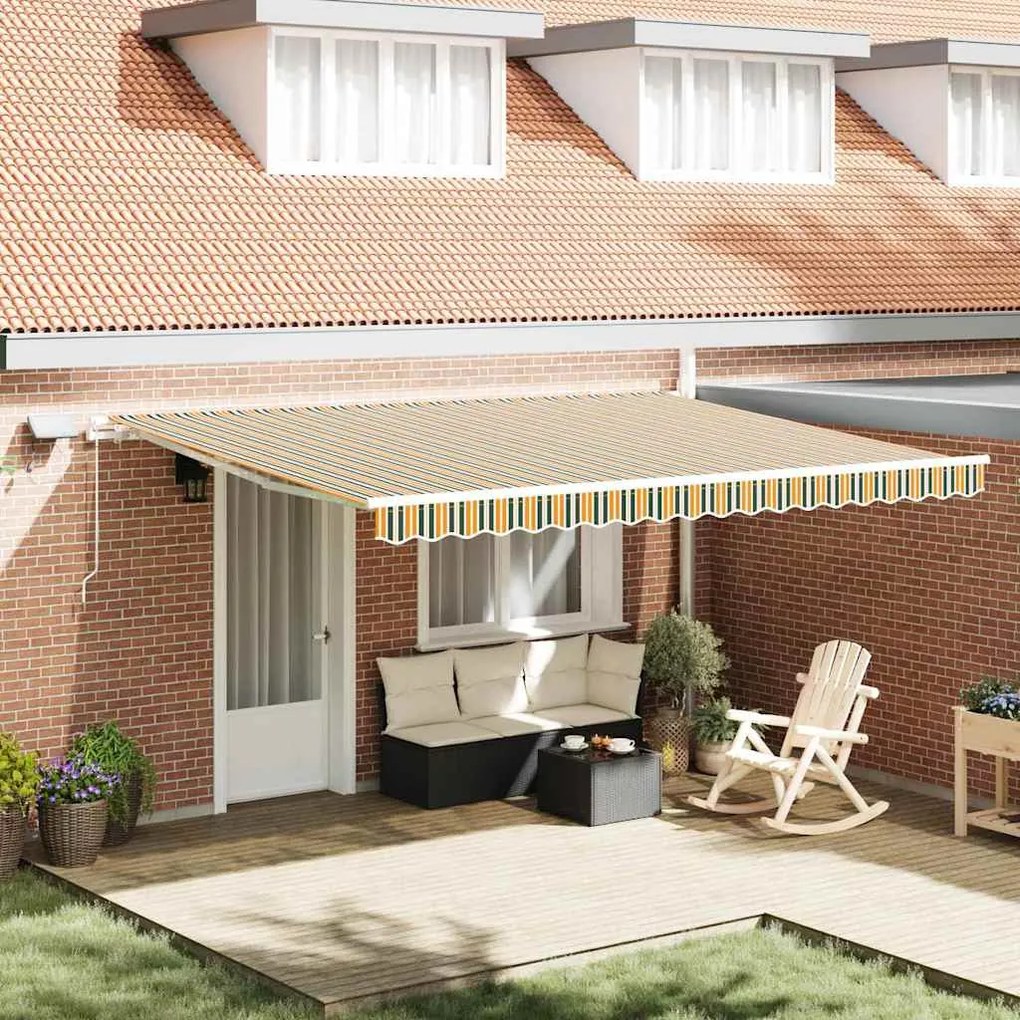 vidaXL Toldo Manual with Verde e amarelo 450 × 300 cm Verde e amarelo