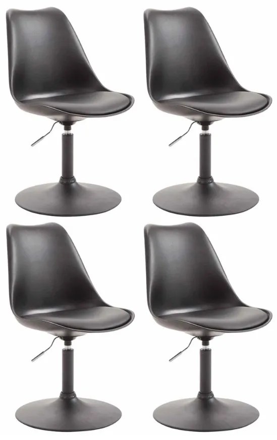 Conjunto de 4 cadeiras de sala de jantar Maverick em plástico com estrutura preta 76-81 x 48 x 57 cm Preto