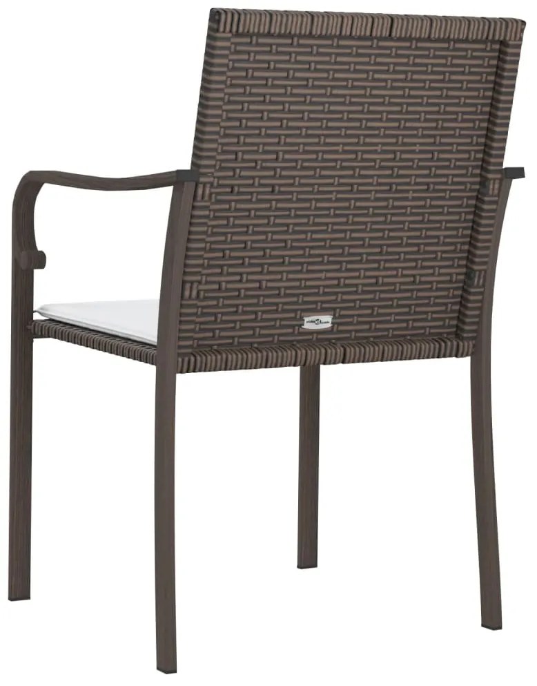 Cadeiras jardim c/ almofadões 6pcs 56x59x84 cm vime PE castanho