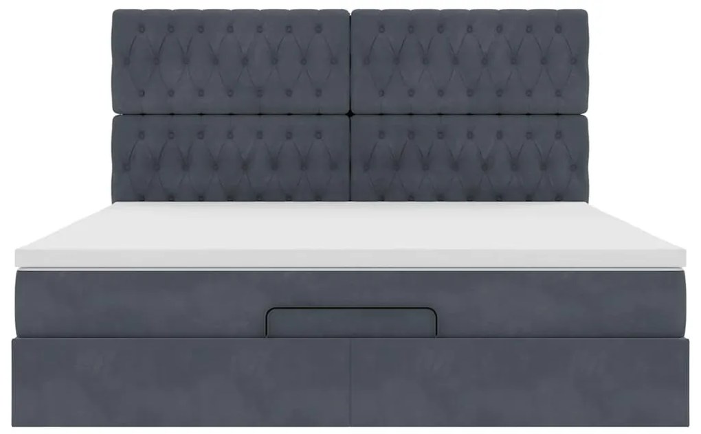 Estrutura cama otomana colchões 180x200 cm cinzento escuro
