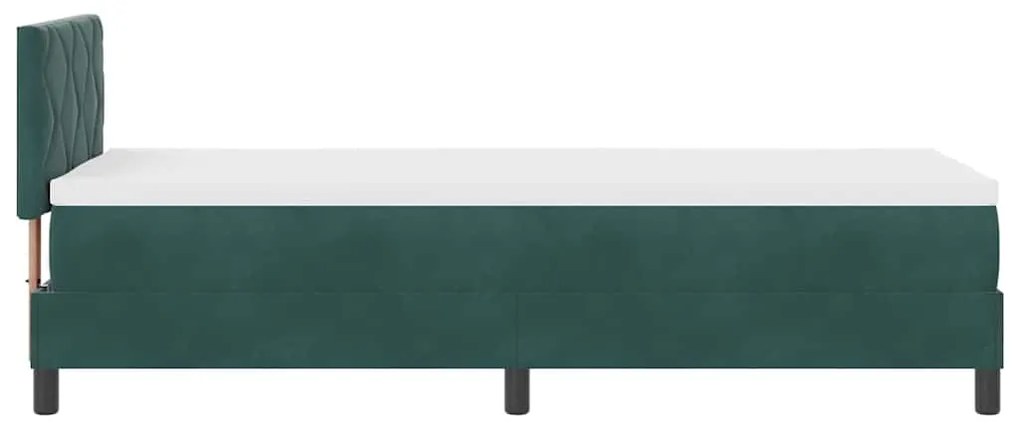 Cama Box Spring com Colchão verde escuro 80x200 cm Veludo