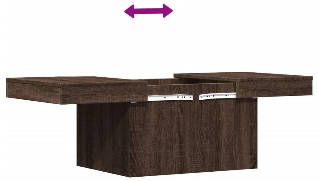 Mesa de centro 80x55x40 cm derivados madeira carvalho castanho