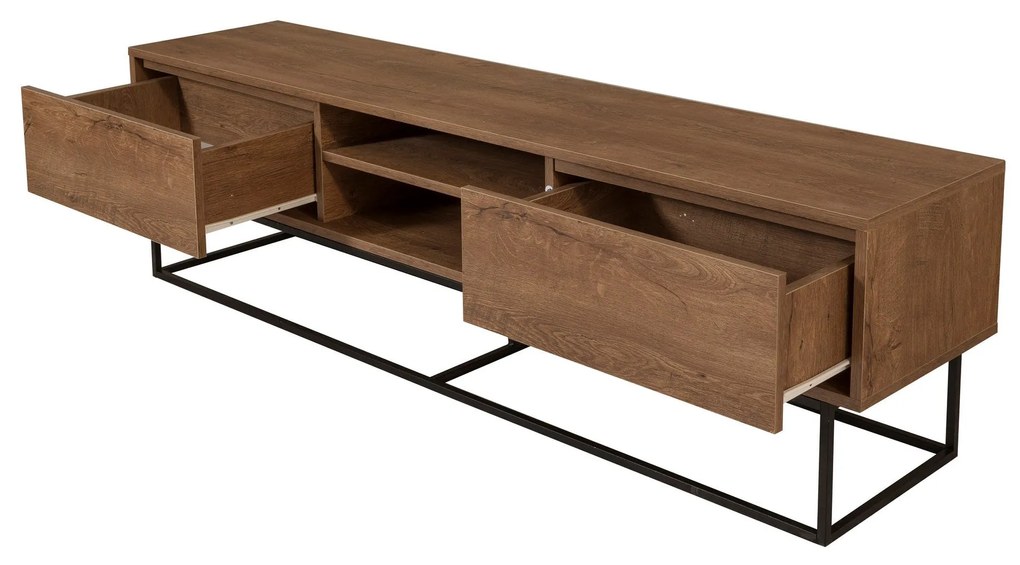 Conjunto de Mobiliário de Sala Laxus – Nogueira/Preto – TV: 180x50x40