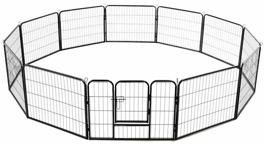 Parque para cães 12 painéis aço 80x60 cm preto