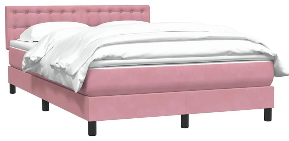 Cama com molas/colchão 140x210 cm veludo Rosa
