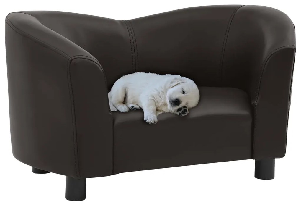 vidaXL Sofá para cães 67x41x39 cm couro artificial castanho