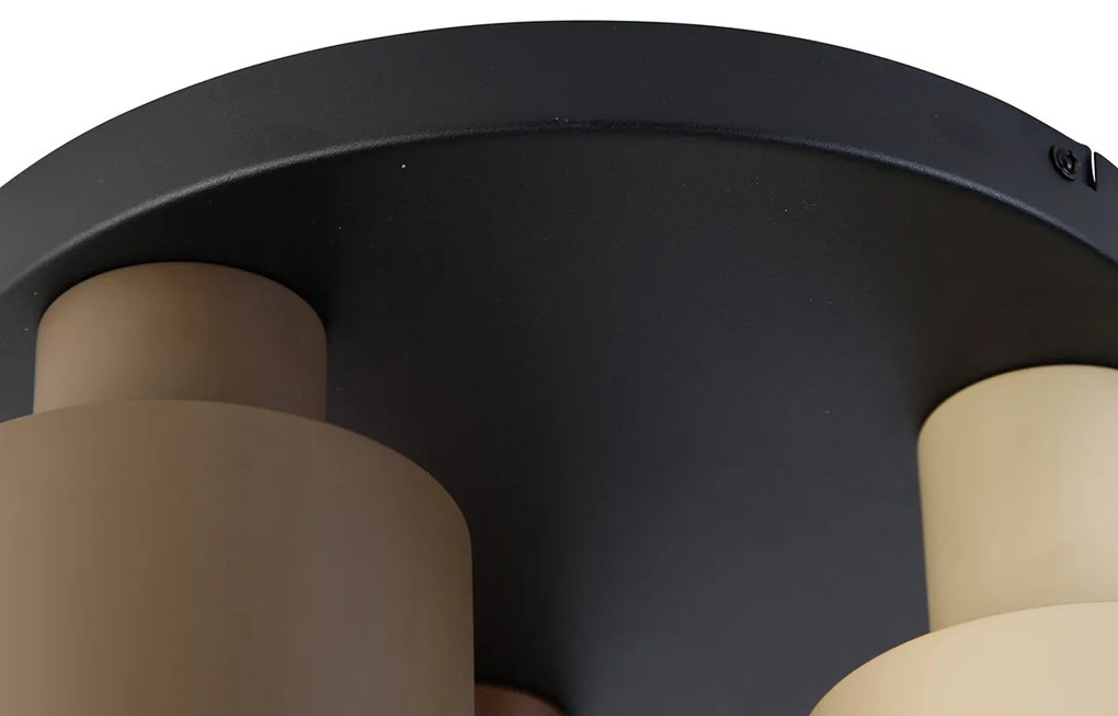 Candeeiro de teto bronze com taupe e bege 3 luzes - Ans Moderno