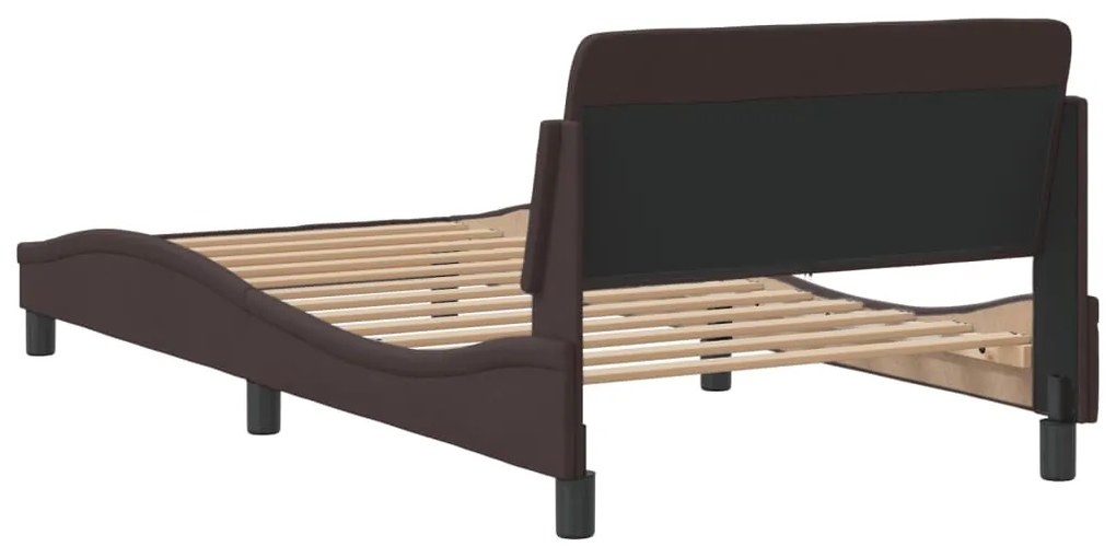 Estrutura de cama sem colchão 100x200 cm tecido castanho-escuro
