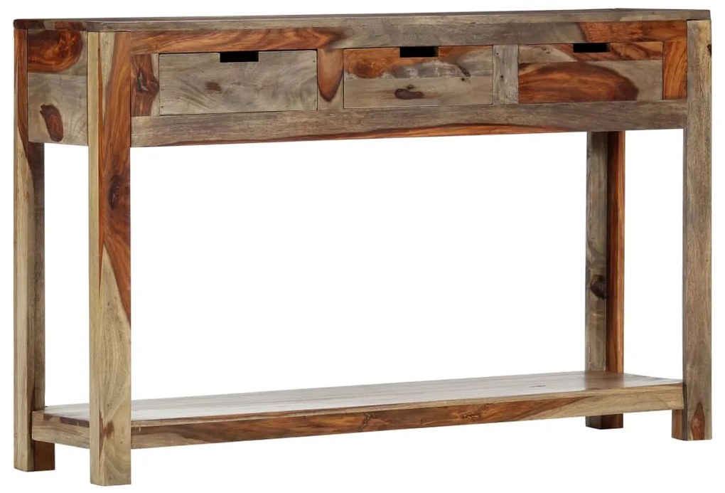Mesa consola c/ 3 gavetas 120x30x75 cm madeira acácia maciça