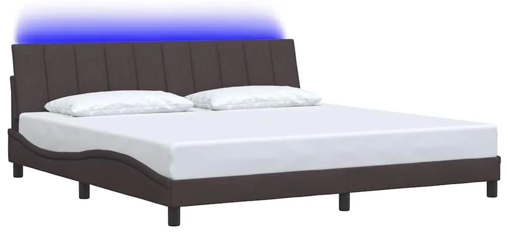 Estrutura de cama sem colchão 200x200 cm tecido castanho-escuro