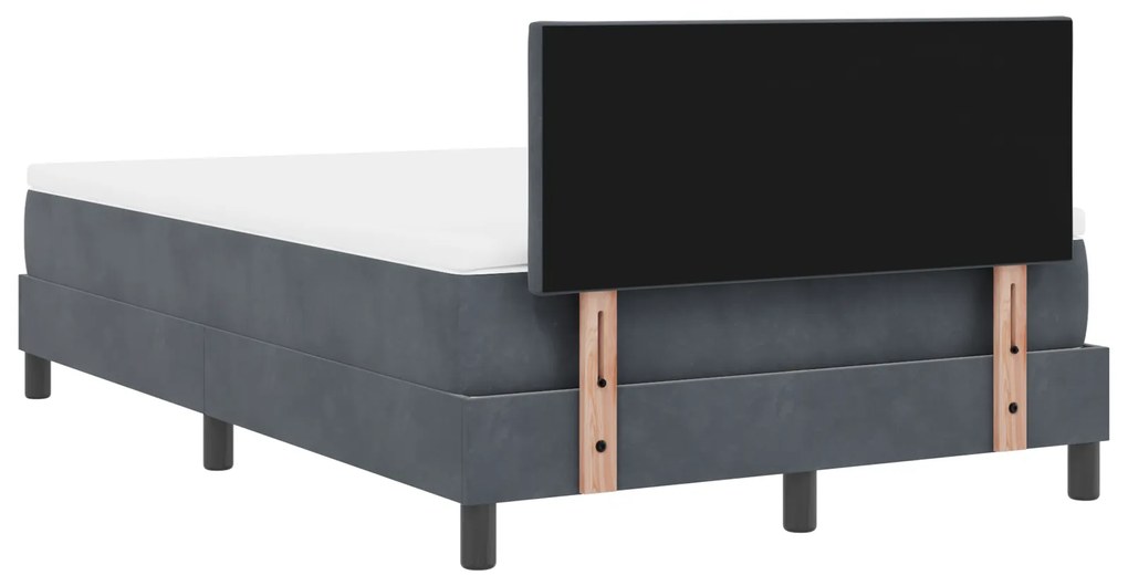 Cama Box Spring com Colchão Cinza Escuro 120x200 cm Veludo