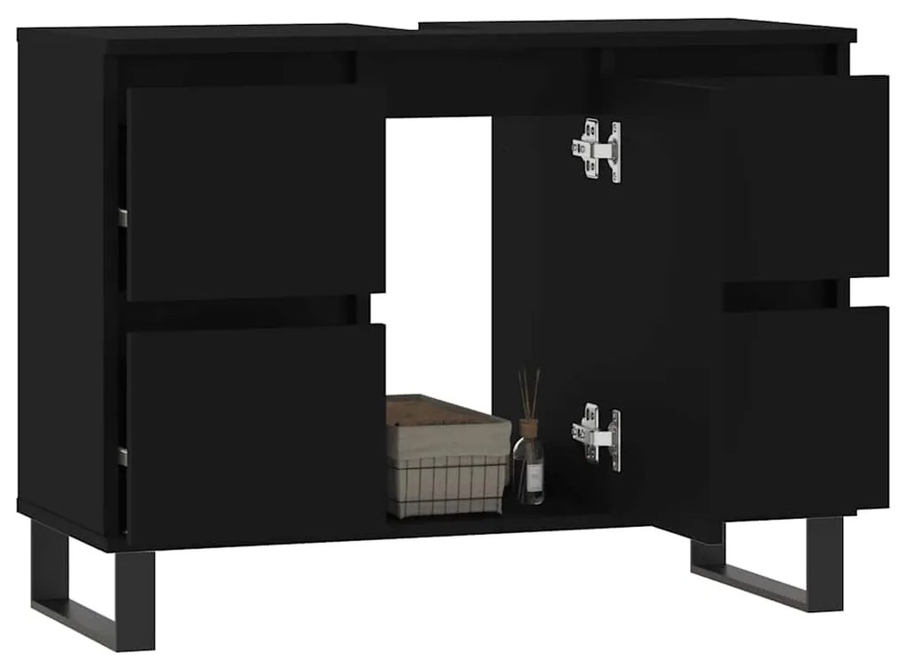 Armário de casa de banho 80x33x60 cm derivados de madeira preto