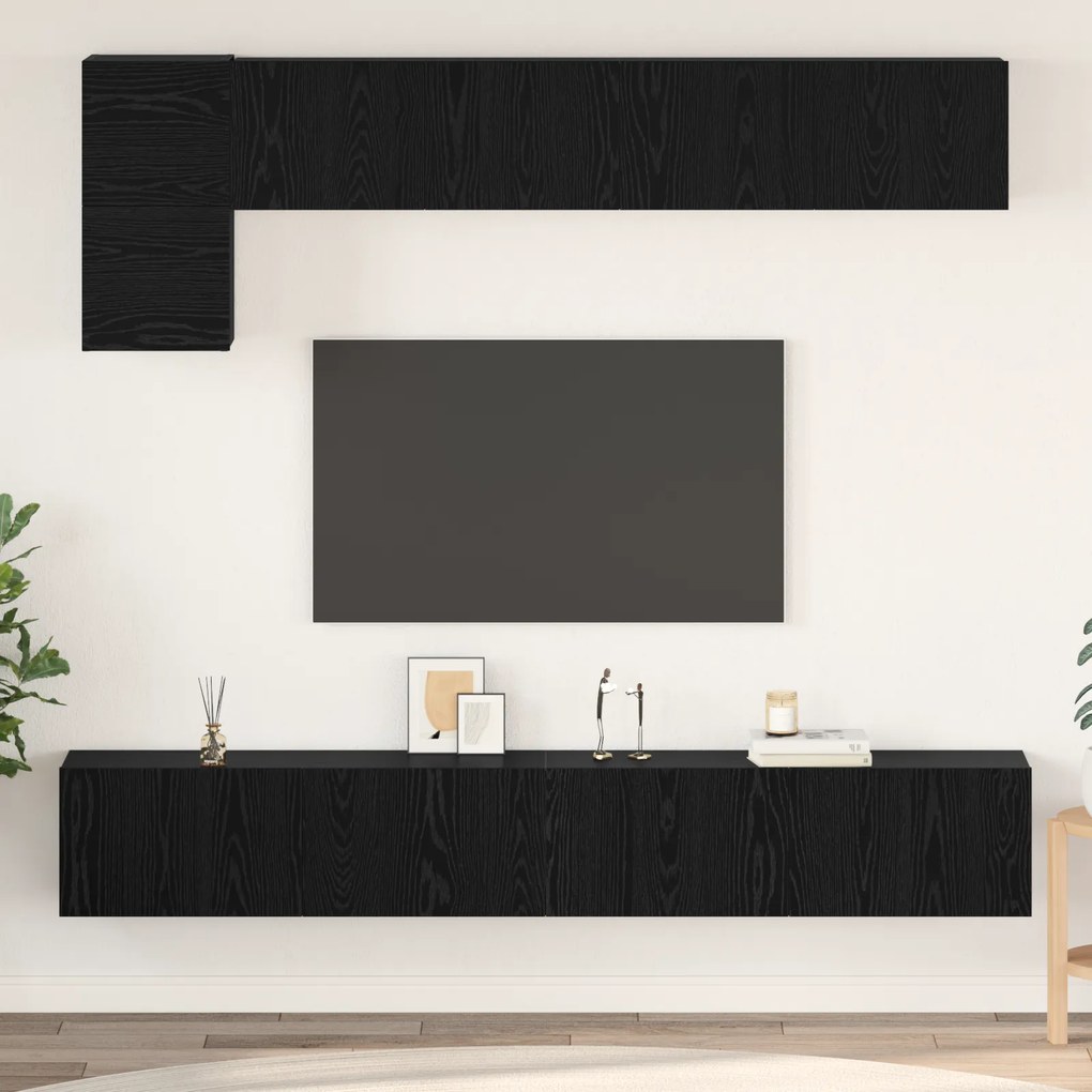 vidaXL Conjunto de móvel de TV 5 pcs Carvalho Preto 100 x 30 x 30 cm