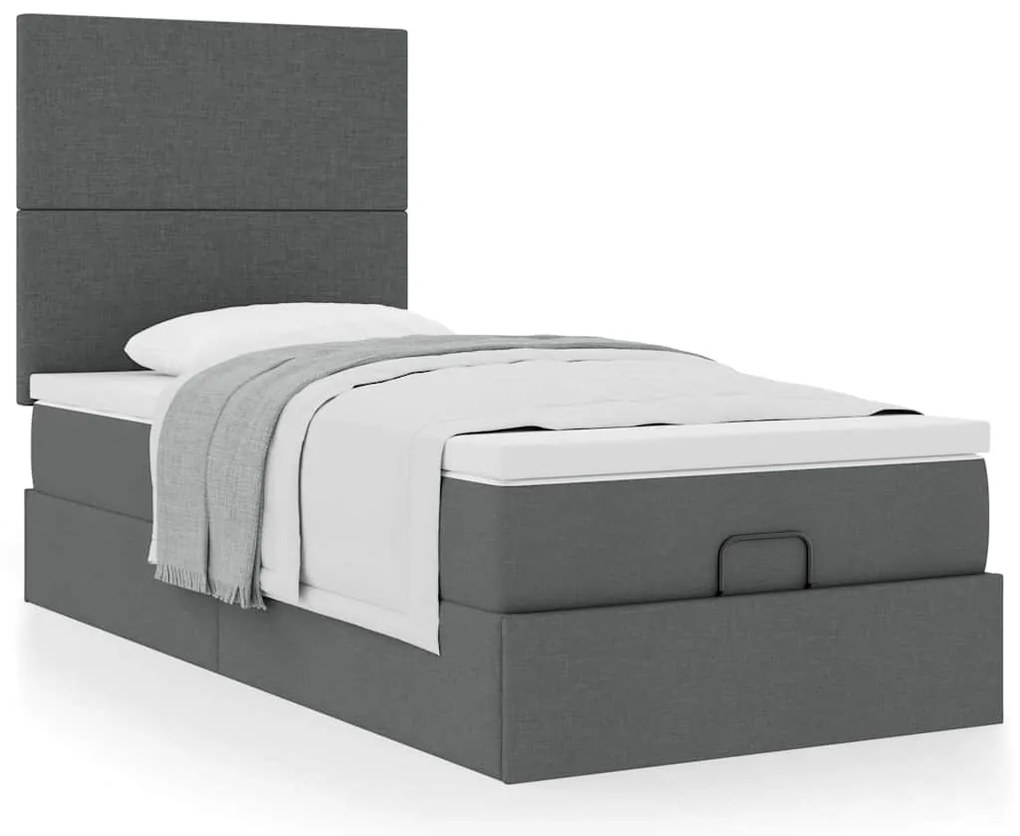 Estrutura cama otomana colchão 90x190 cm tecido cinzento escuro