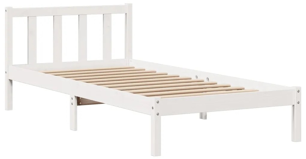 Cama com estante sem colchão 100x200 cm pinho maciço branco