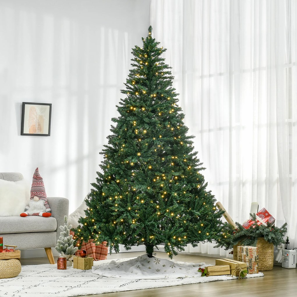 Árvore de Natal Artificial, 142 x 142 x 210 cm, 700 LEDs Brancos Quentes, Verde
