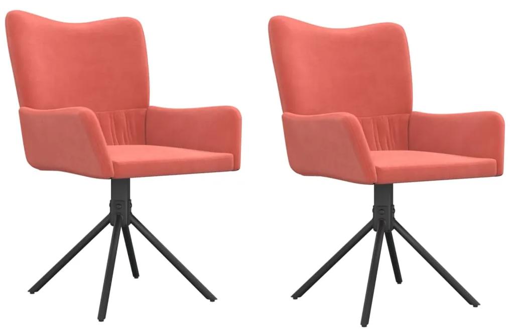 Conjunto de 2 Cadeiras Fabian Giratórias em Veludo - Rosa - Design Mod