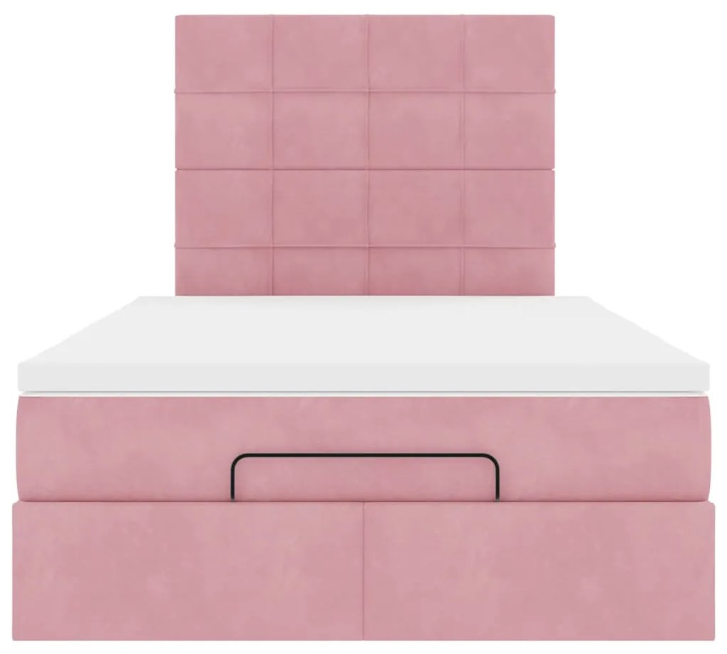 Estrutura de cama otomana com colchões 120x200 cm veludo rosa