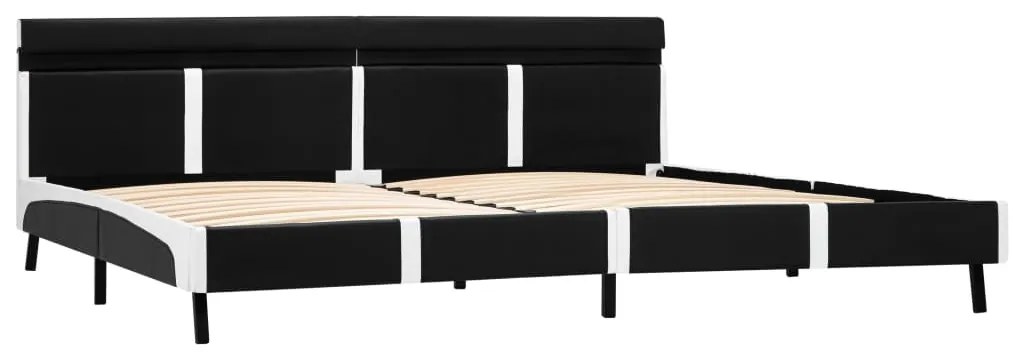 Estrutura de cama c/ LED 180x200 cm couro artificial preto