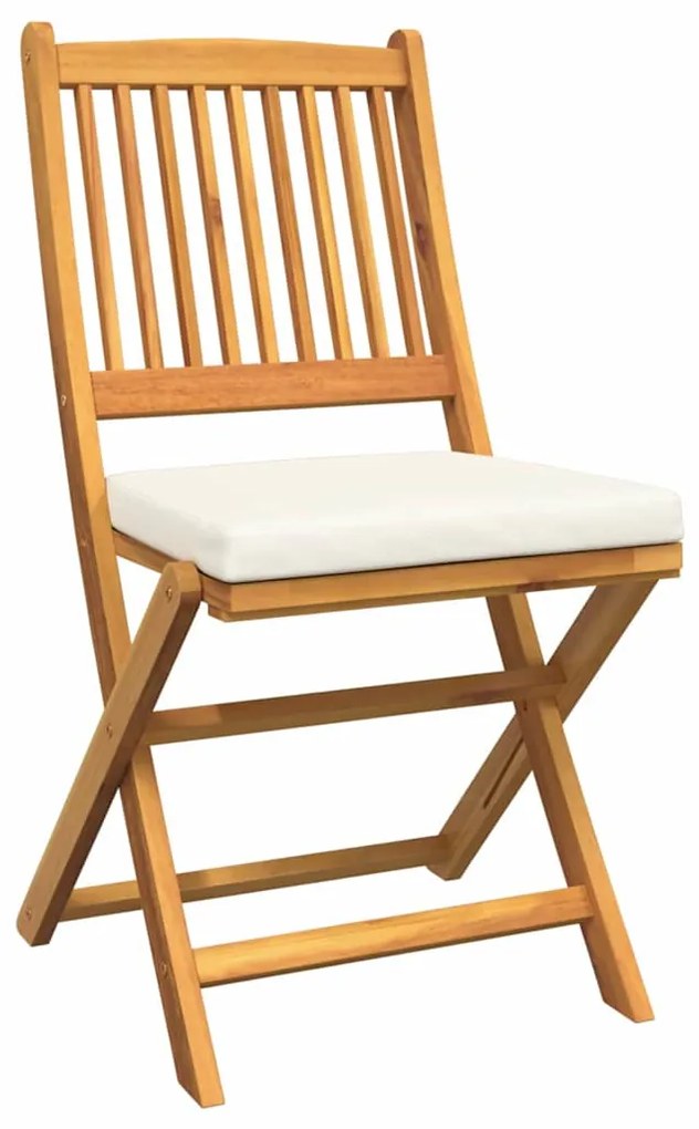 Cadeiras de Jardim Dobráveis vidaXL com Almofada Branca 4pcs de Madeir