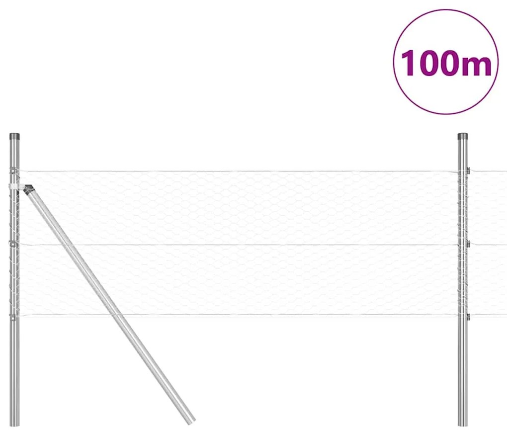 Cerca Hexagonal vidaXL 0,8x100 m Aço Galvanizado