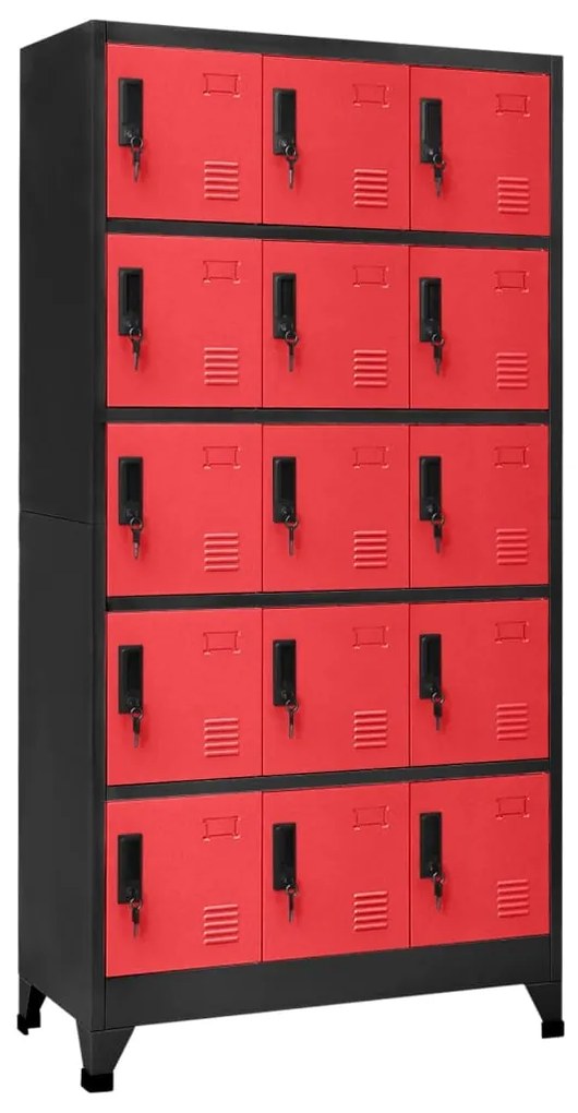 vidaXL Cacifo 90x40x180 cm aço antracite e vermelho