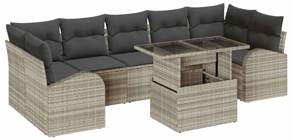Conjunto de Sofá de Jardim vidaXL com Almofadas Cinza Claro de Vime Po