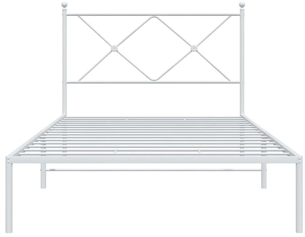 Estrutura de cama com cabeceira 100x190 cm metal branco